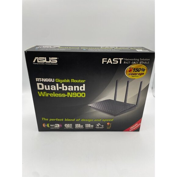 ASUS RT-N66R Dual-Band Wireless-N900 Gigabit Router Tested Working - Picture 1 of 9